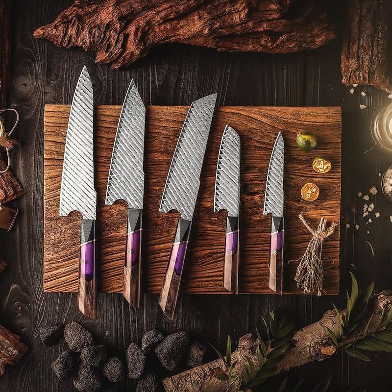 4 Pcs Chef Knives Set / Damascus Steel Blades / 2024 Unique Handles / Sharp Edge/ Wedding Gift / personalized gifts / Christmas Gift Thanksgiving