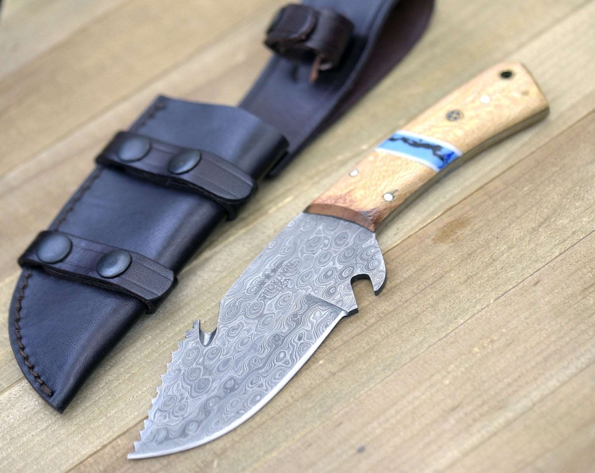 Cuchillo de Caza Acero Damasco, Fabricado a mano, aceros 1095 – 15N20 –  Knife Chile