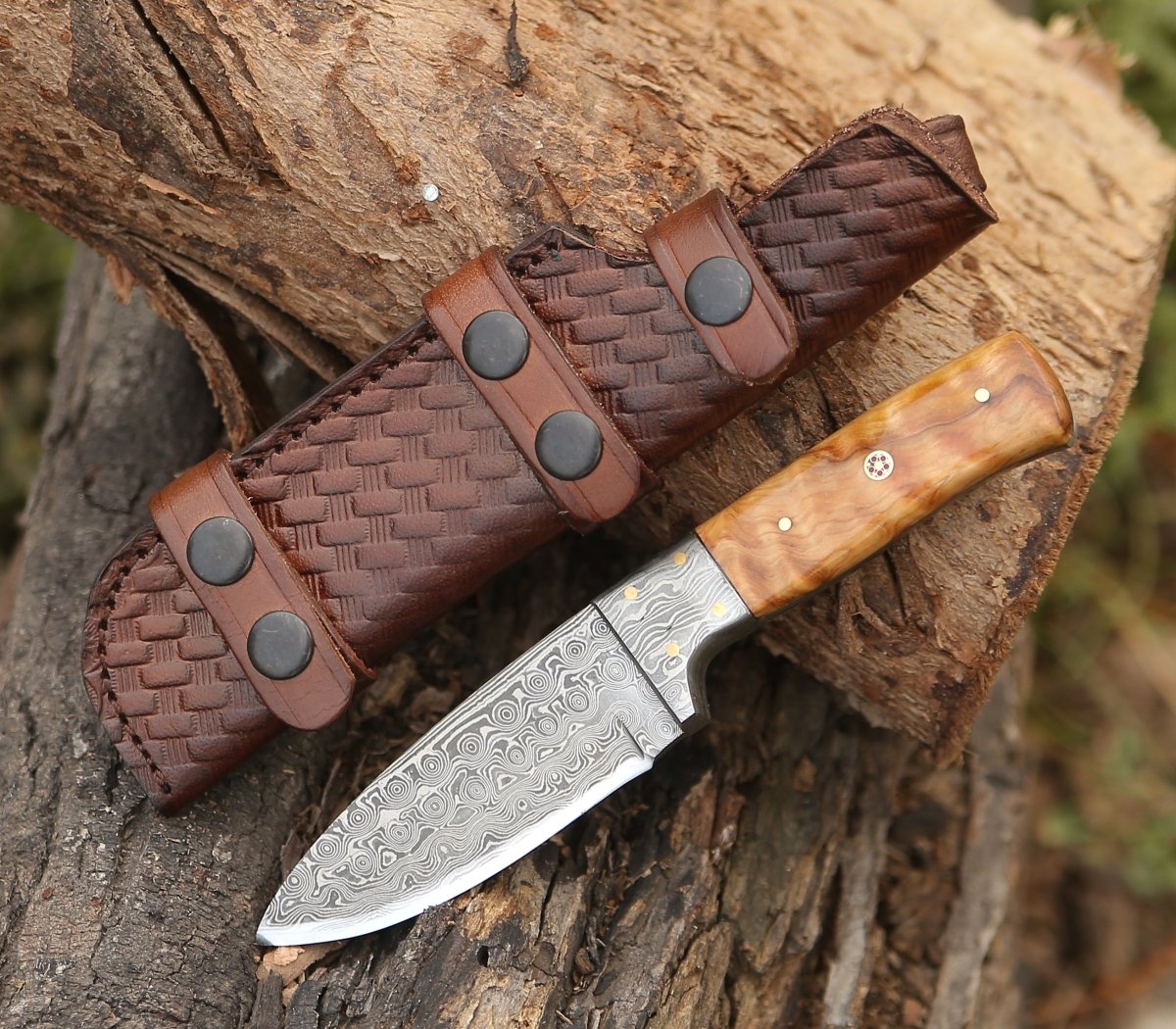 Brand New Hand Forged Damascus Steel Knife Camel Bone Handle. Sharp! Leather Sheath. factory Premium All Purpose Knife. Fast Free Shipping!