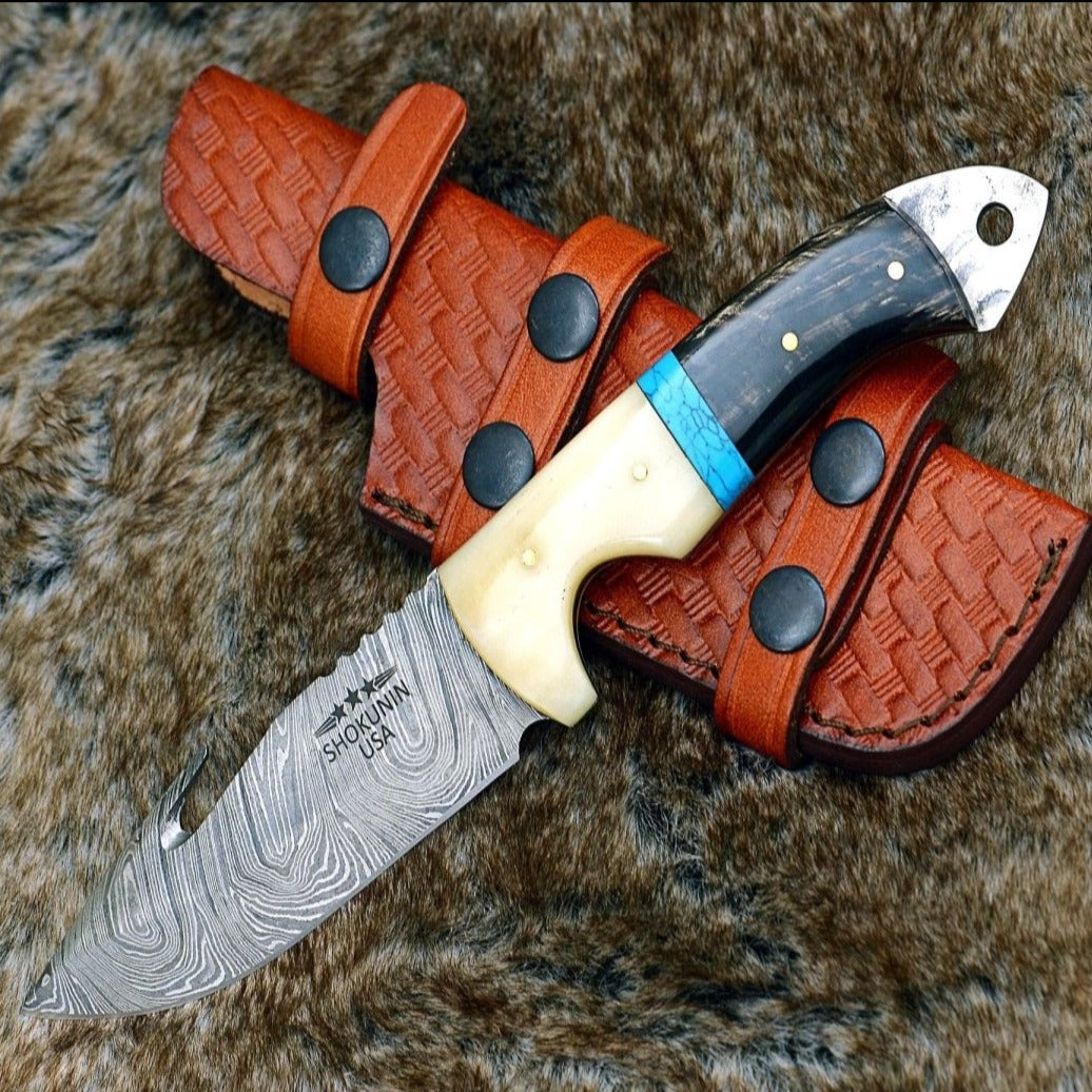 Top Rated 5-Inch Hunting Knife with Gut Hook - Custom Damascus Gift for Him | Perfect for Birthday, Anniversary & Hunting Enthusiasts 719