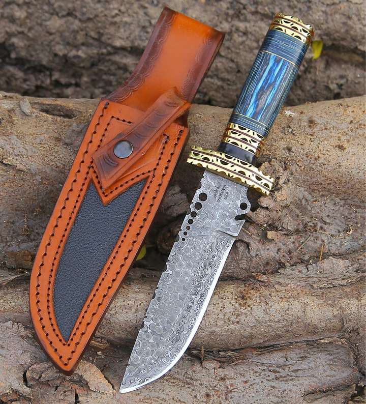 Bowie Knife - Shadowblade Damascus Steel Bowie Knife with Pakkawood Handle & Sheath - Shokunin USA