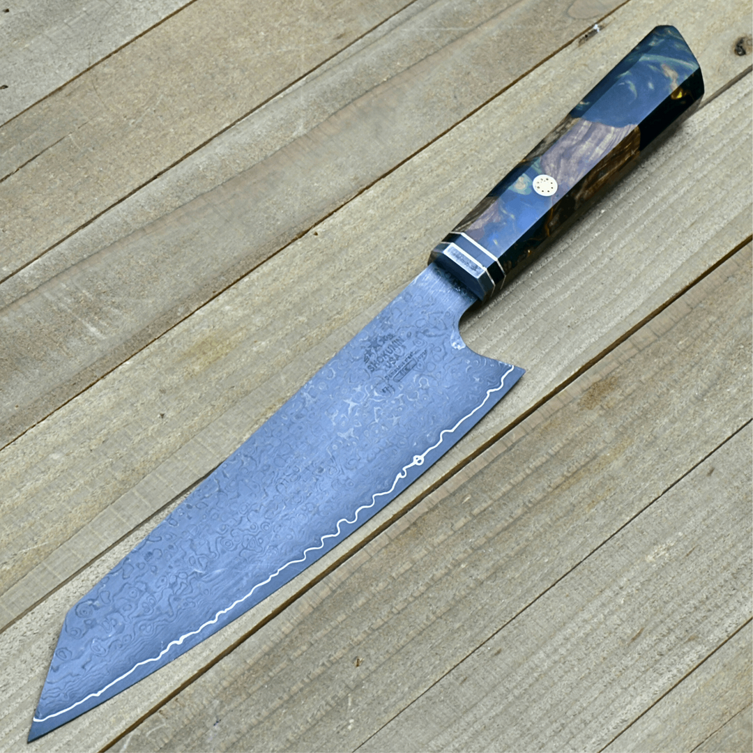 Chef knife - Aurora VG10 Chef Knife with Exotic Olive Burl & Emerald Green Pearl Resin Handle - Shokunin USA