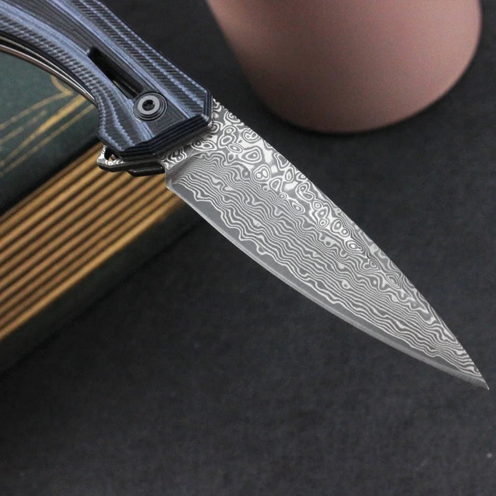 Utility Knife - Erebus Japanese Gentleman's Knife with VG-10 Damascus, G10 Handle & Leather Sheath - Shokunin USA