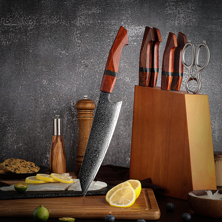 Infinity Japanese Pro Chef Knife Set with Exotic Sandal Wood & Resin Handle