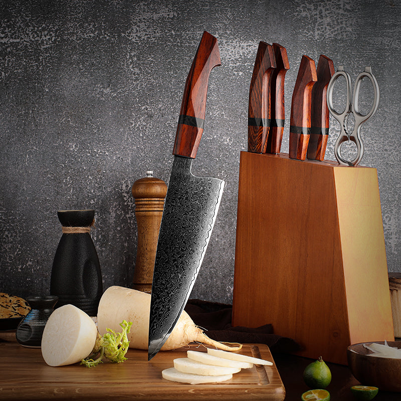 Chef knife - Infinity Japanese Pro Chef Knife Set with Exotic Sandal Wood & Resin Handle - Shokunin USA