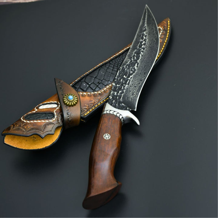 Hunting Knife - Aphrodite Japanese Hunting Utility Knife with Exotic Sandalwood Handle - Shokunin USA