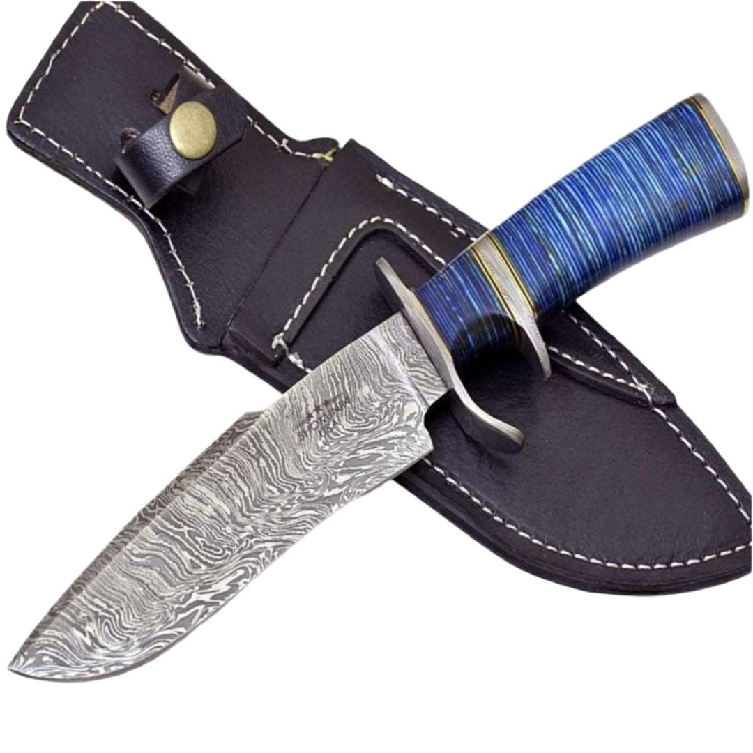 Envoy Damascus Bowie Knife with Micarta Handle