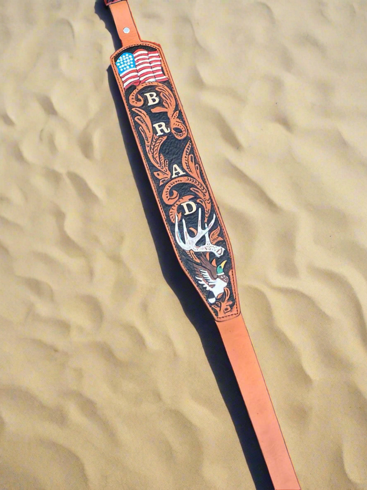 Custom Hand Tooled Leather Rifle Sling