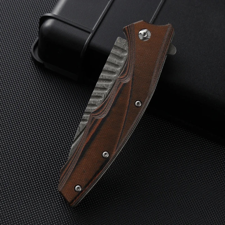 Flint Gentlemen's Damascus Pocket Knife with G10 Handle