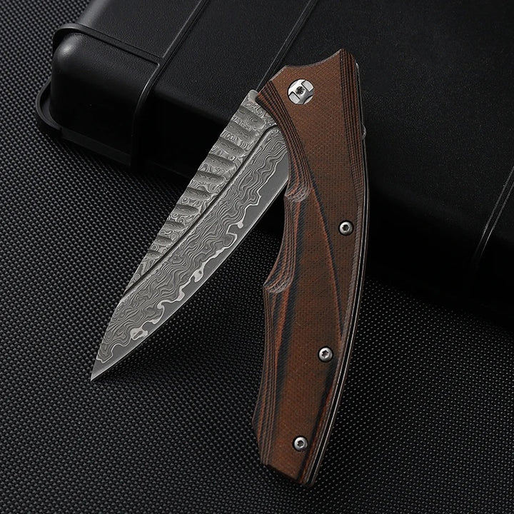 Flint Gentlemen's Damascus Pocket Knife with G10 Handle