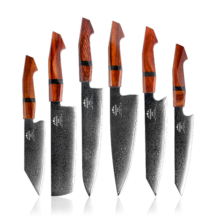 Infinity Japanese Pro Chef Knife Set with Exotic Sandal Wood & Resin Handle