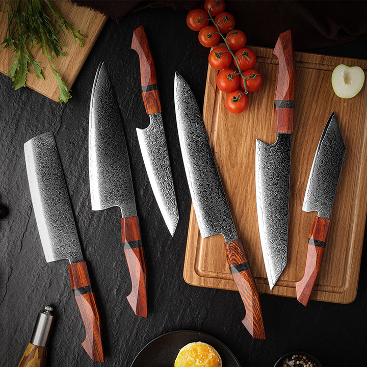 Infinity Japanese Pro Chef Knife Set with Exotic Sandal Wood & Resin Handle