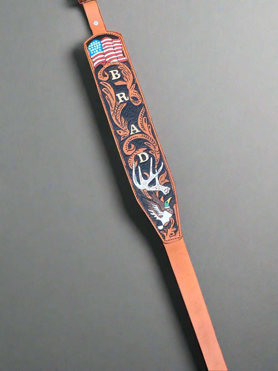 Custom Hand Tooled Leather Rifle Sling