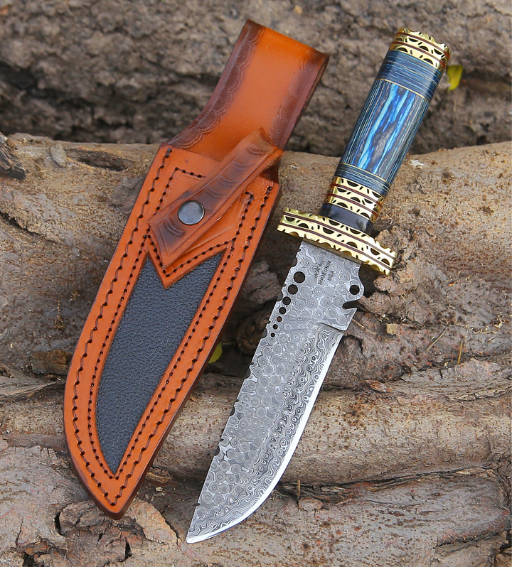 Bowie Knife - Shadowblade Damascus Steel Bowie Knife with Pakkawood Handle & Sheath - Shokunin USA