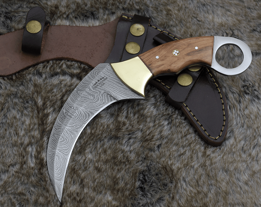 Utility Knife - Phalanx Damascus Knife with Sheath - Shokunin USA