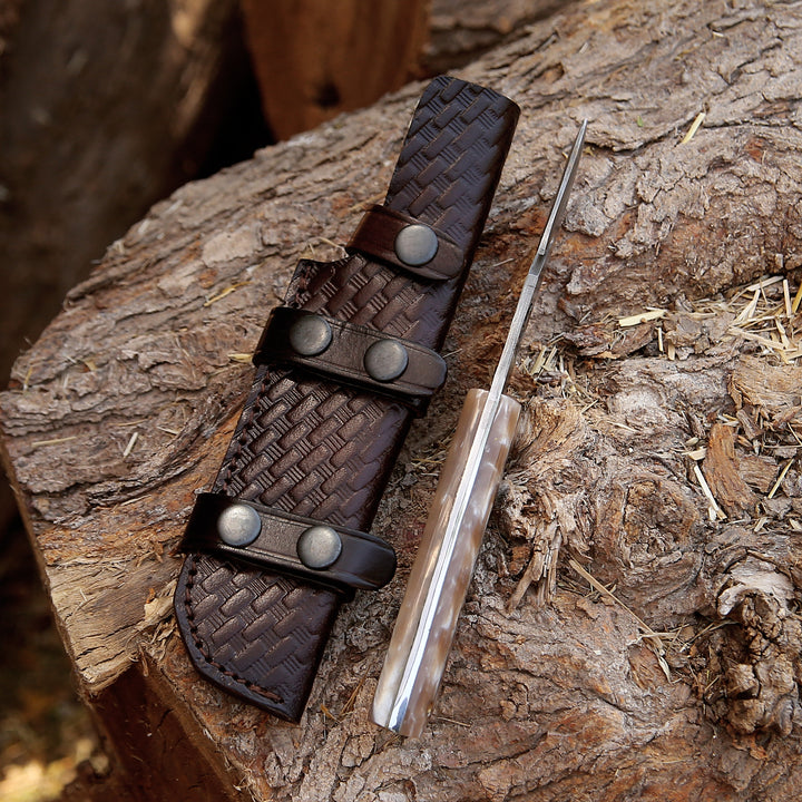 Gut Hook Knife - Fusion Gut Hook Hunting Knife with Mother of Pearl Handle - Shokunin USA