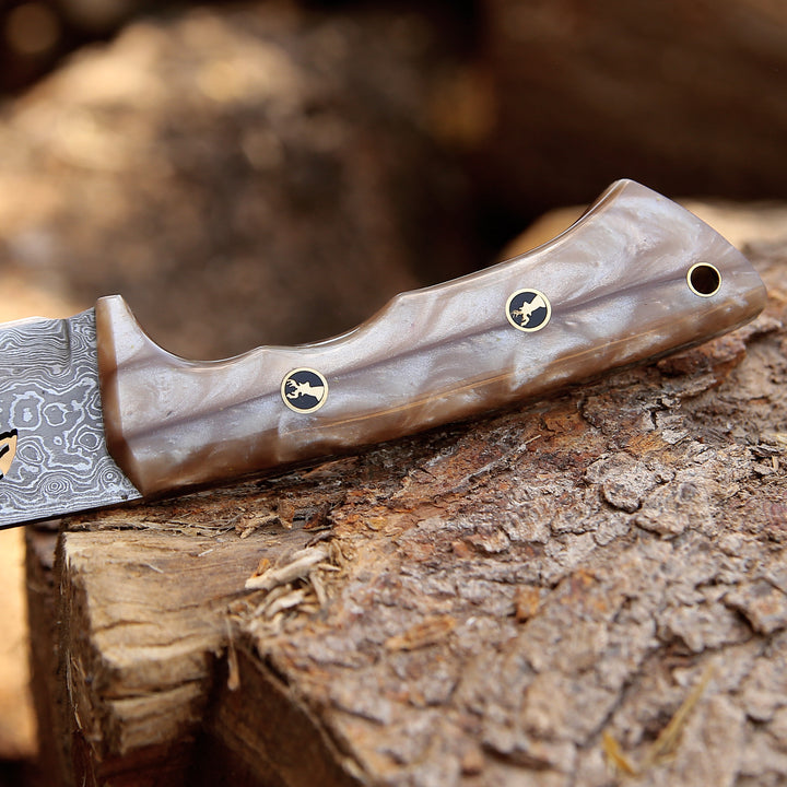Fusion Gut Hook Hunting Knife with Mother of Pearl Handle
