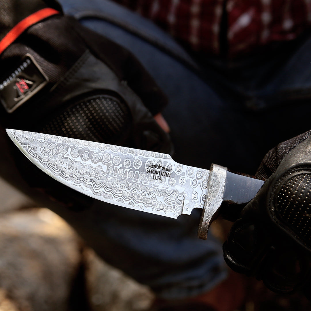 Damascus Knife - Dynasty Damascus Hunting Knife with Bone Handle - Shokunin USA