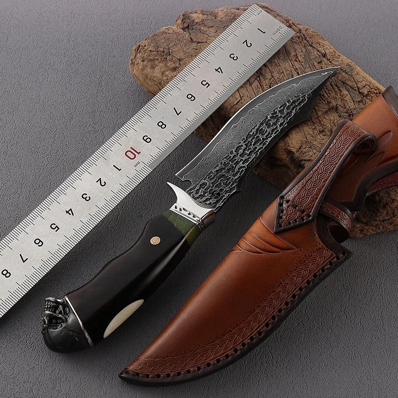 Damascus Knife - Stormfury Handmade Japanese Fixed Blade Hunting Knife VG10 Damascus Steel Blade - Shokunin USA