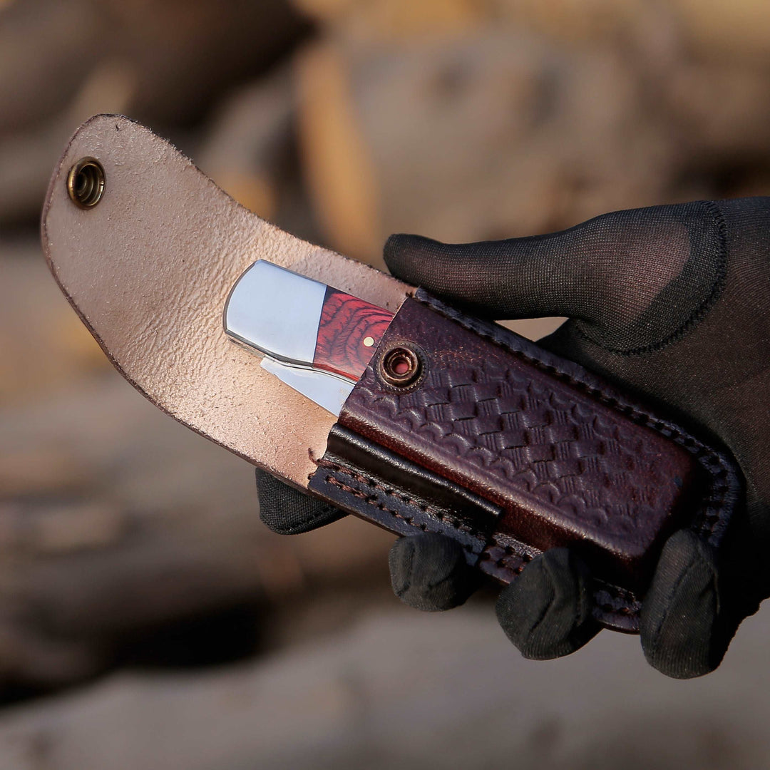Pocket knife - Handmade Pocket Knife with Pakkawood Handle & Sheath Personalized - Shokunin USA
