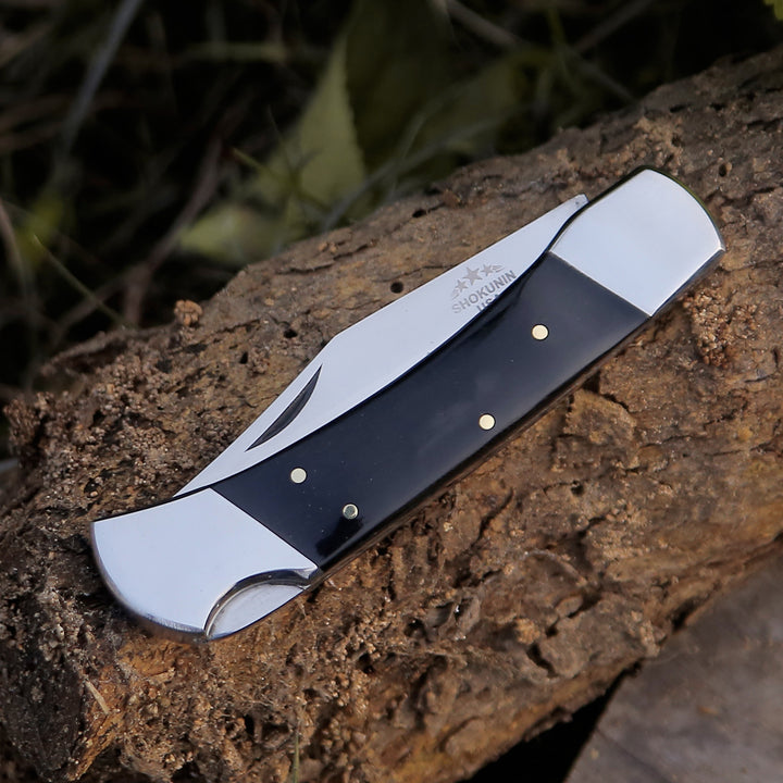 Pocket knife - Pocket Knife with Exotic Bull Horn Handle & Sheath Personalized - Shokunin USA