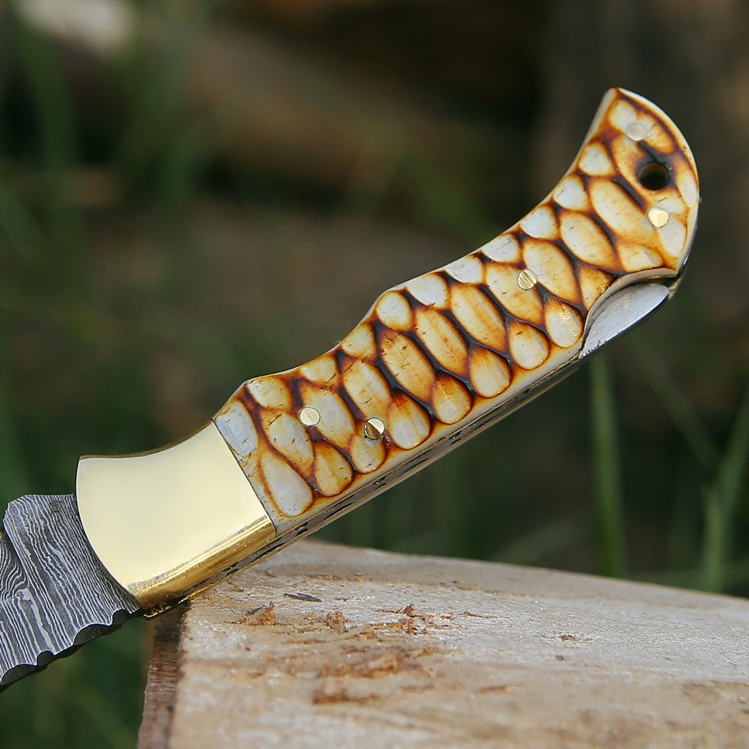 Pocket Knife - Firestrike Pocket Knife with Forged Charred Bone Handle - Shokunin USA