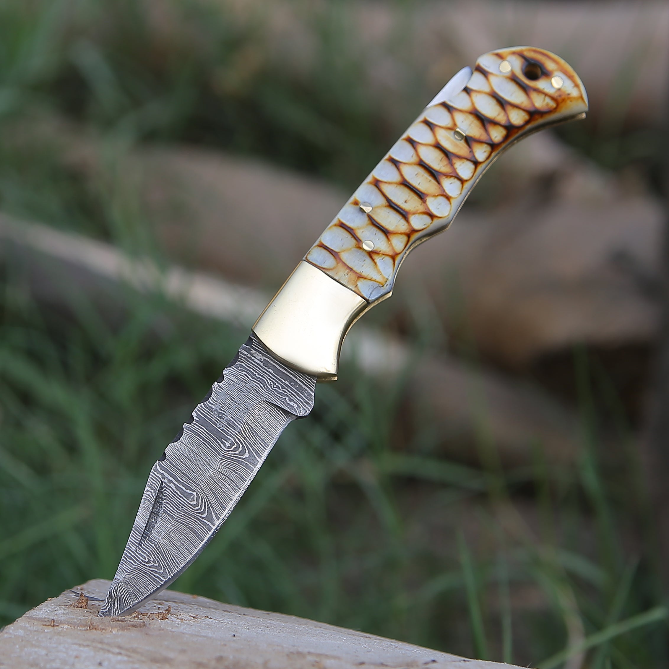 Brand New Hand Forged Damascus Steel Knife Camel Bone Handle. Sharp! Leather Sheath. factory Premium All Purpose Knife. Fast Free Shipping!