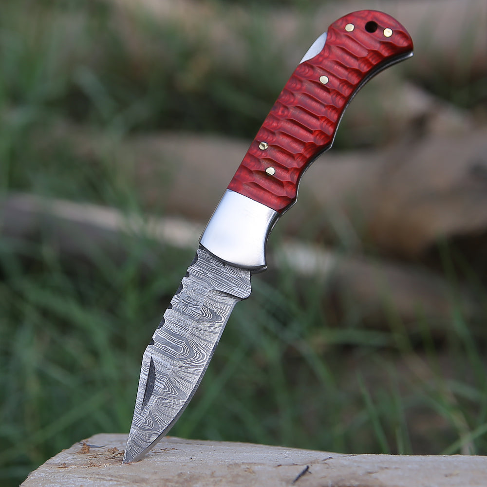 Pocket Knife - Rogue Pocket Knife with Forged Pakka Wood Handle - Shokunin USA