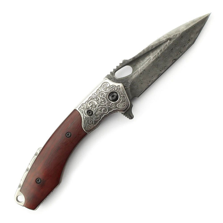 Starchaser Japanese Damascus Pocket Knife with Exotic Sandal Wood Handle