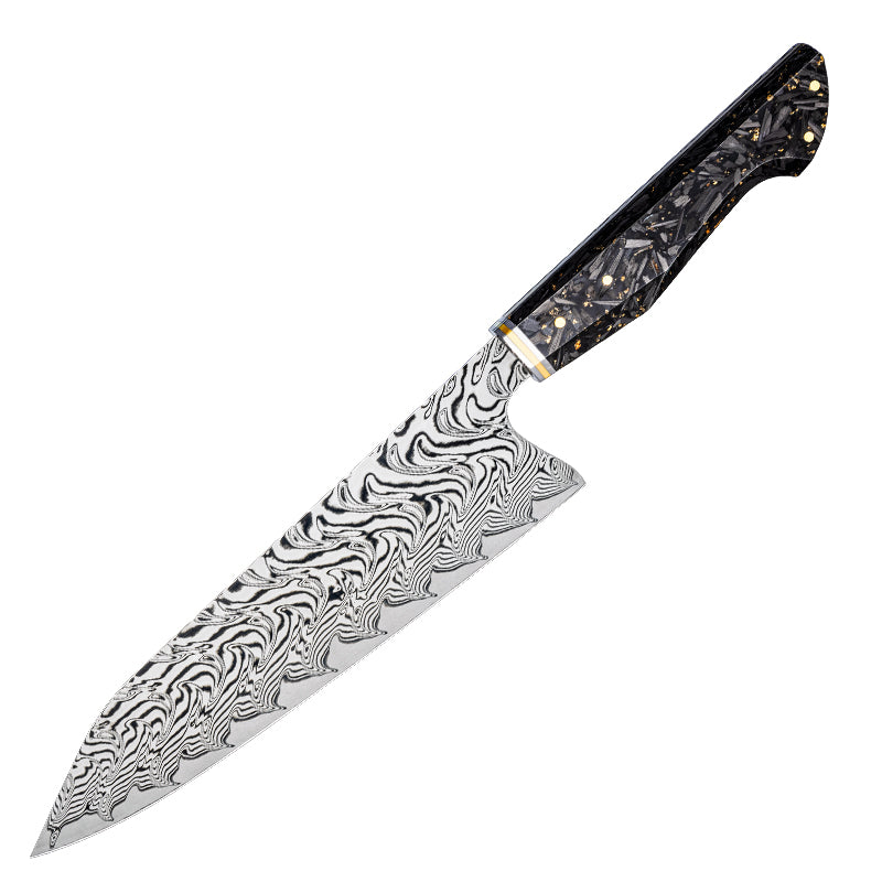 Chef knife - Increda Japanese Chef Knife VG-10 Damascus Steel Blade with Carbon Fiber Handle and Sheath - Shokunin USA