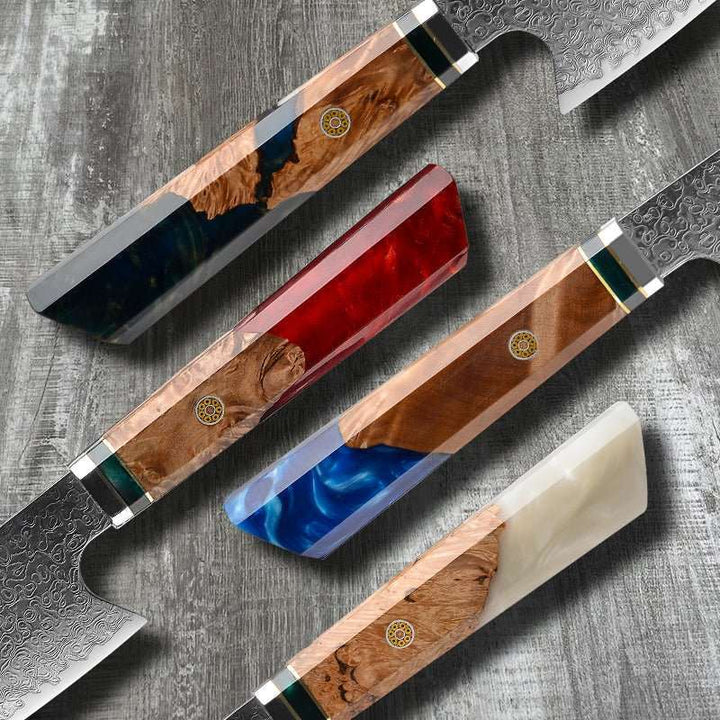 kritsuke knife - Brilliance Damascus Kiritsuke Chef's Knife with Exotic Olive Wood Handle & Sheath - Shokunin USA