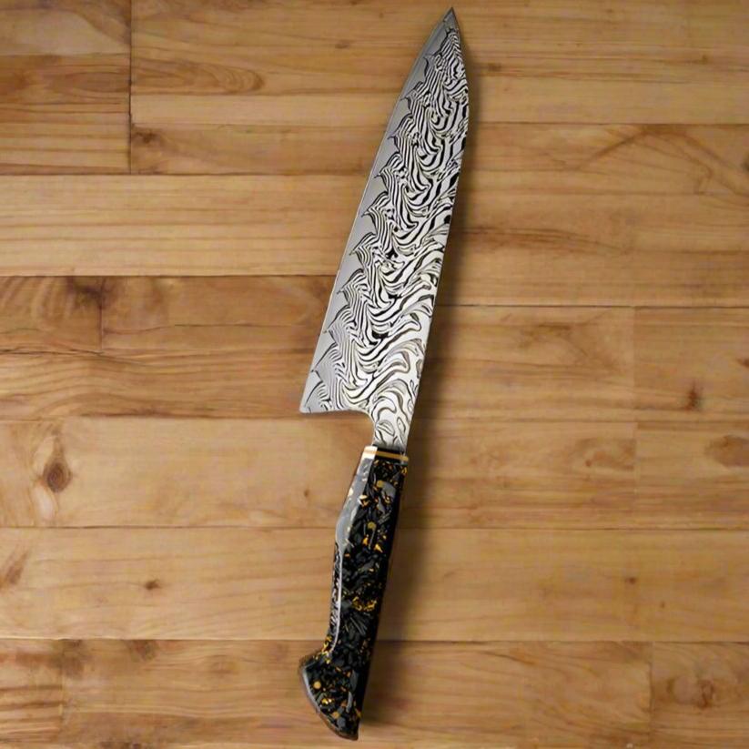 Chef knife - Increda Japanese Chef Knife VG-10 Damascus Steel Blade with Carbon Fiber Handle and Sheath - Shokunin USA