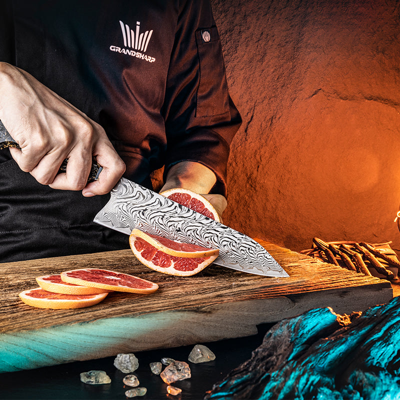 Chef knife - Increda Japanese Chef Knife VG-10 Damascus Steel Blade with Carbon Fiber Handle and Sheath - Shokunin USA