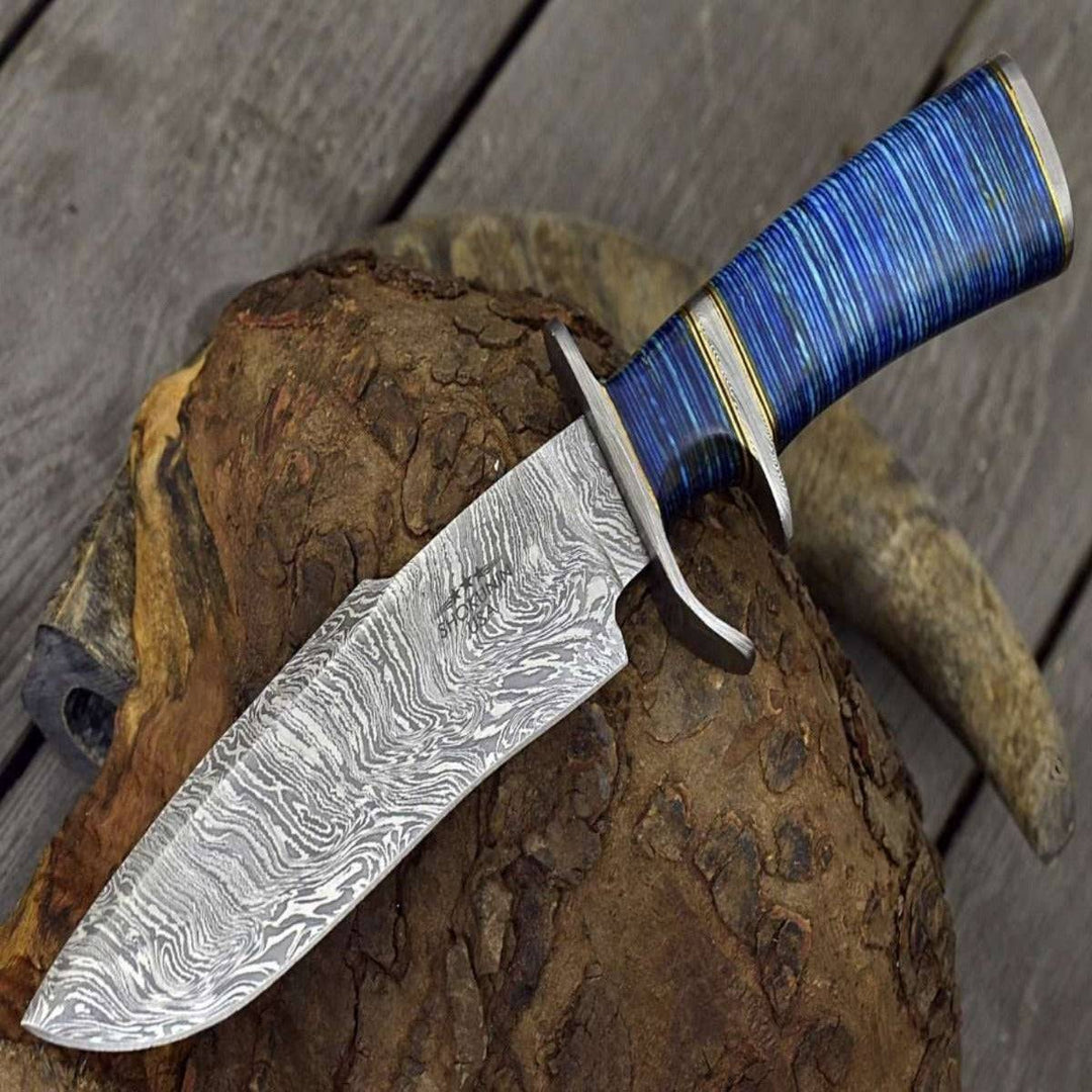 Utility Knife - Envoy Damascus Bowie Knife with Micarta Handle - Shokunin USA