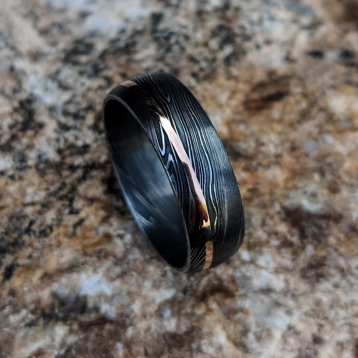 Eternal Steel Black Damascus Steel Wedding Ring Band