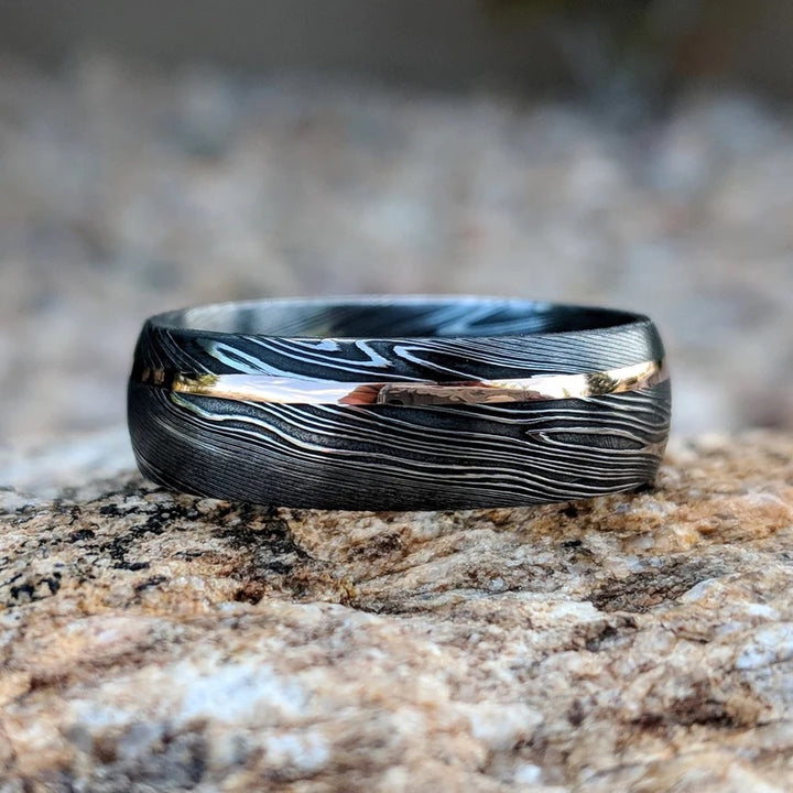 Eternal Steel Black Damascus Steel Wedding Ring Band