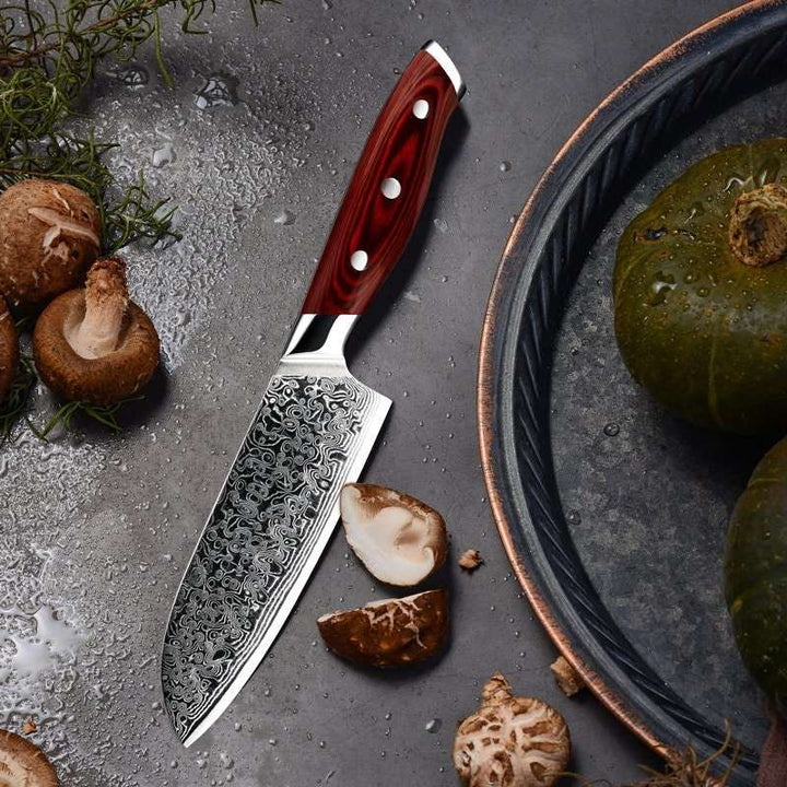 Chef knife - Edge VG10 Damascus Chef Knife Santoku Knife with Pakkawood Handle - Shokunin USA