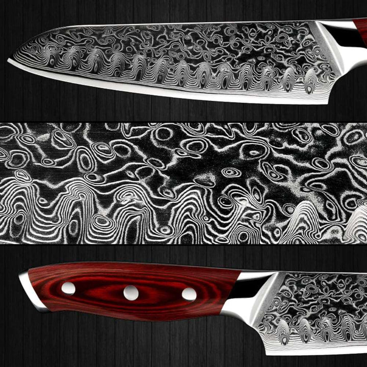 Chef knife - Edge VG10 Damascus Chef Knife Santoku Knife with Pakkawood Handle - Shokunin USA