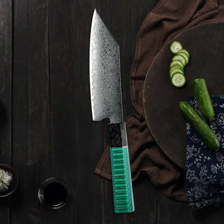 Chef knife - Kerei VG10 Damascus Chef Knife Bunka Knife Carbon Fiber & Aluminum Composite - Shokunin USA