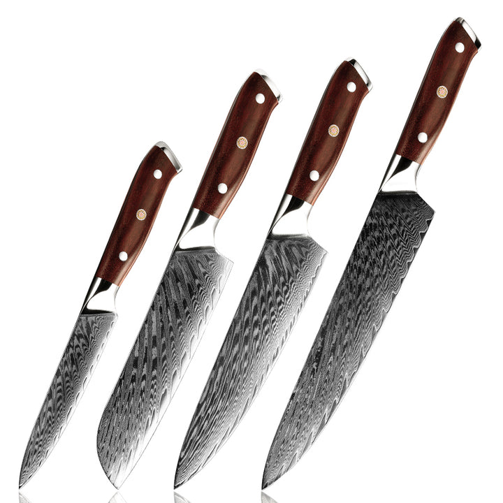 chef knife set - Splendor Knife Set 4 Piece VG10 Damascus Steel with Pakkawood Handle & Sheath - Shokunin USA