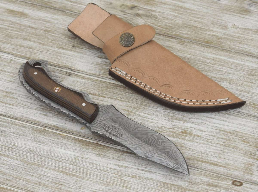 Damascus Knife - Alchemy Neck Knife with Micarta Handle - Shokunin USA