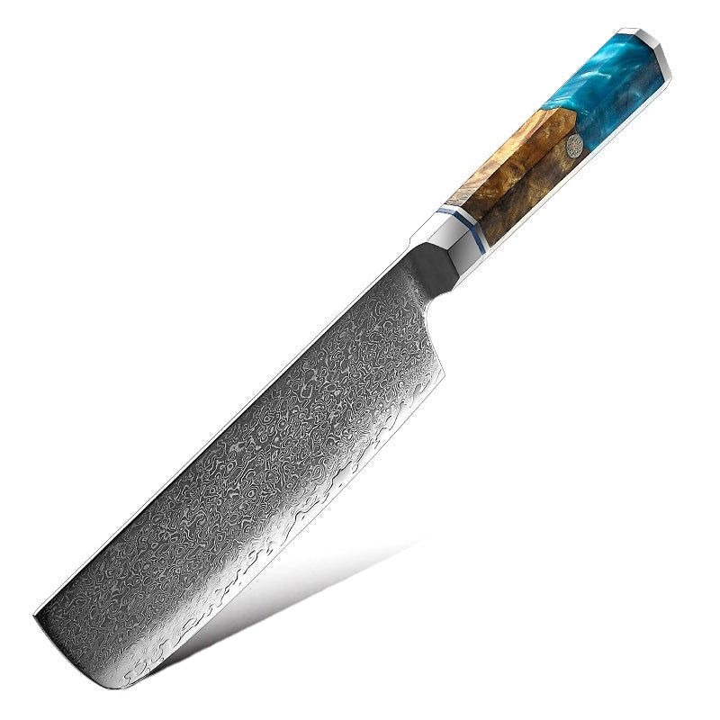 Chef Knife Set - Allure Professional VG10 8-Pcs Damascus Knife Set with Exotic Olive Burl Wood & Resin Handle - Shokunin USA