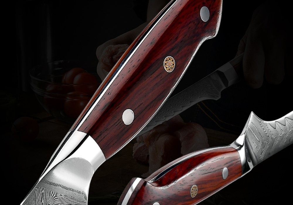Chef Knife Set - Glamour 3 Piece Professional Knife Set VG10 Damascus with Exotic Sandal Wood Handle - Shokunin USA