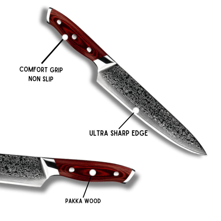 Chef knife - Edge VG10 Damascus Chef Knife with Pakkawood handle - Shokunin USA