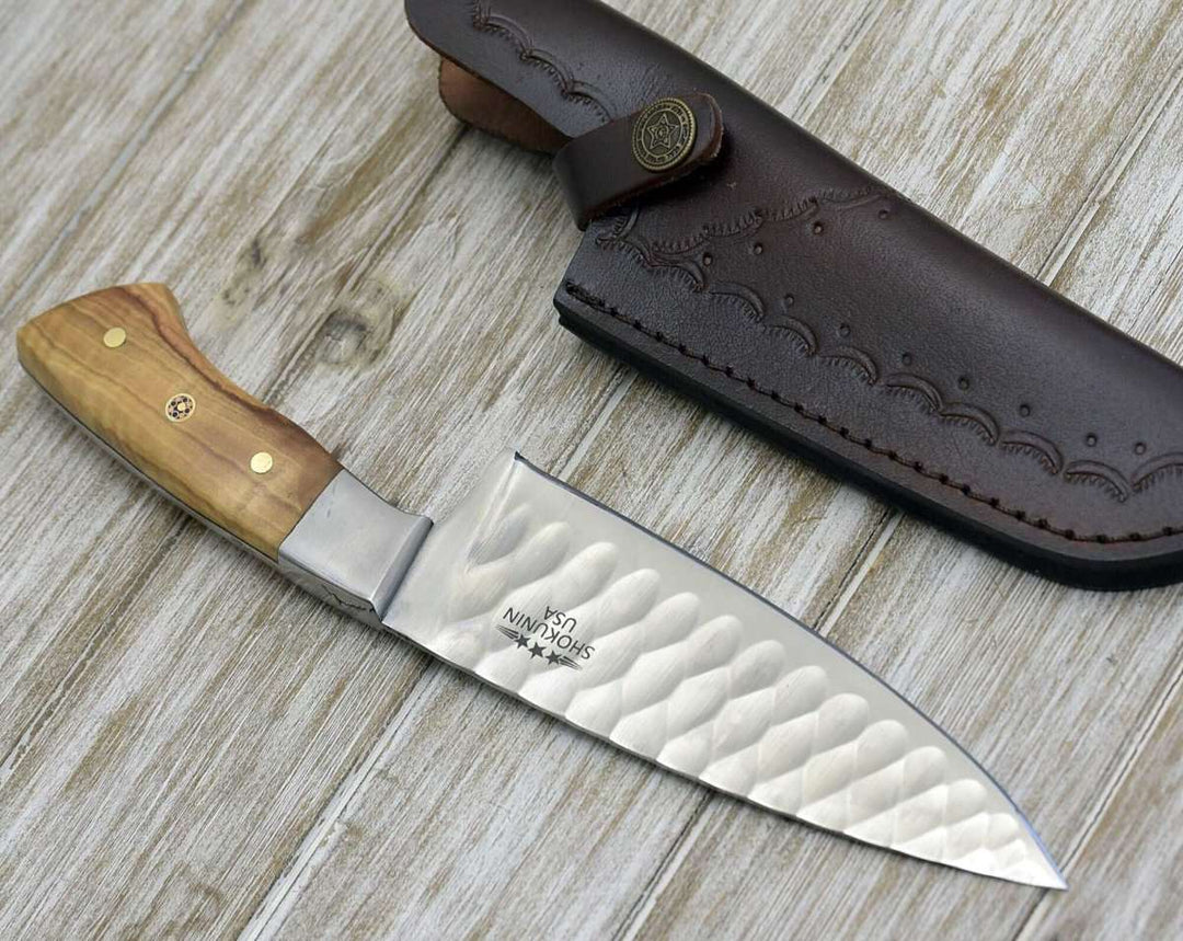 Chef knife - Increda Damascus Chef Knife with Olive Wood Handle - Shokunin USA