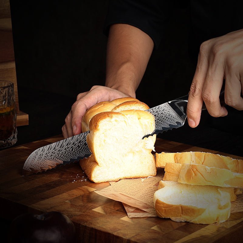 Chef Knife Set - Supreme VG10 8-Pc Professional Chef Knife Set with Stained Olive Wood Handle & Sheath - Shokunin USA