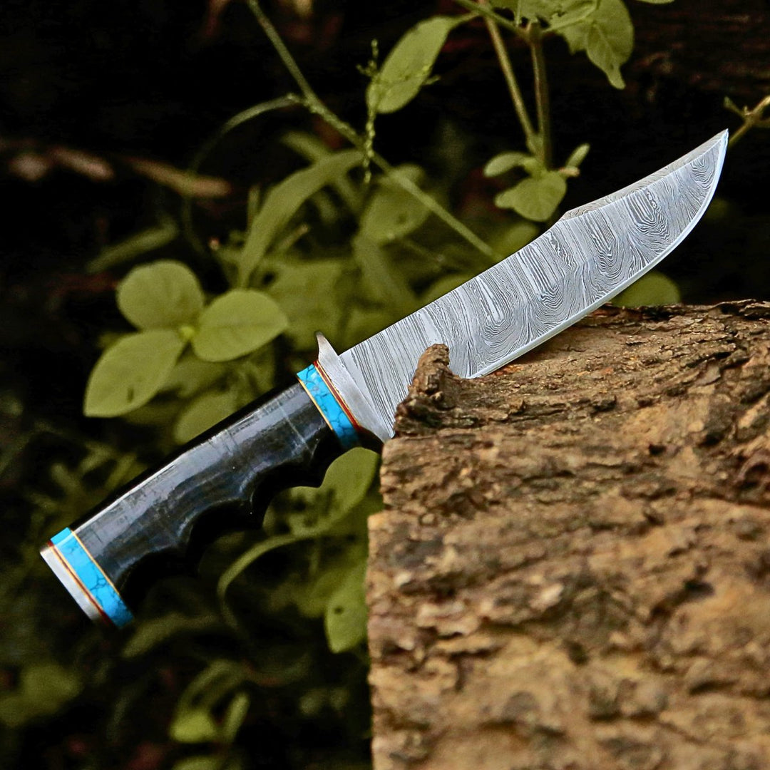 Hunting Knife. - Phantom Hunting & Survival Bowie Knife with Stacked Leather Handle - Shokunin USA