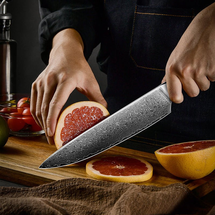 Chef Knife Set - Ronin VG10 Kitchen knife Set - Damascus Steel & Abalone Shell Handle - Shokunin USA