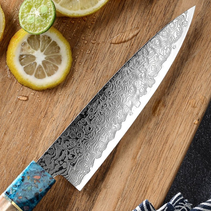 Chef knife - Solace VG10 Damascus Petty Knife with Exotic Olive Wood Handle - Shokunin USA