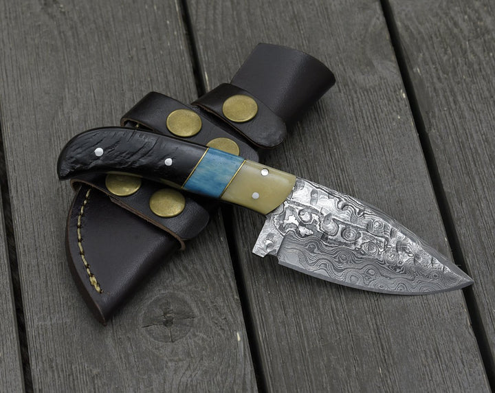 Fixed blade knife. - Stormfury Skinning Knife with Ram Horn & Bone Handle - Shokunin USA